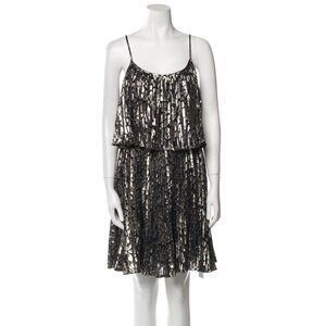 Halston Silk Metallic Mini Dress